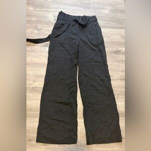 H&M Black Wide-Leg High-Rise Trousers with Tie Belt